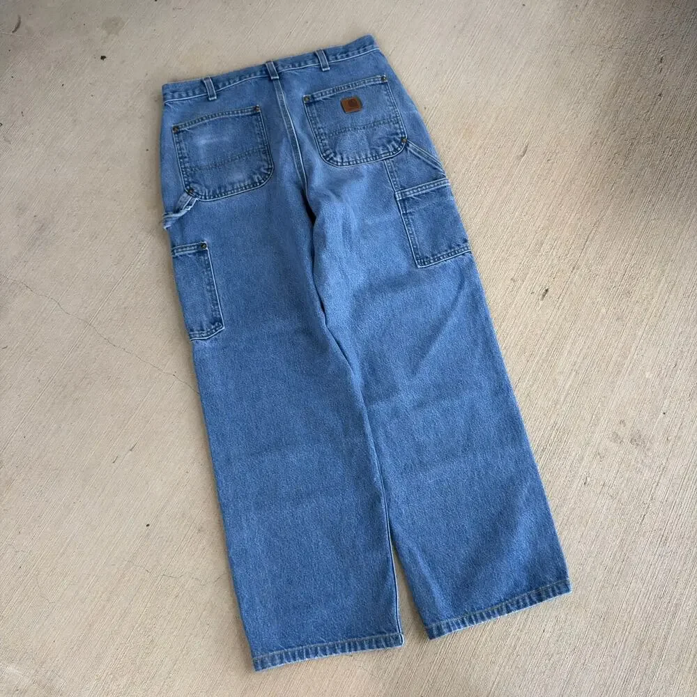 Carhartt denim blue jean double knee work wear carpenter pants